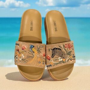 Johnny Was Multicolor Embroidered Sandals